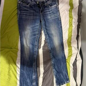 BKE Women's Distressed Blue Skinny Jeans